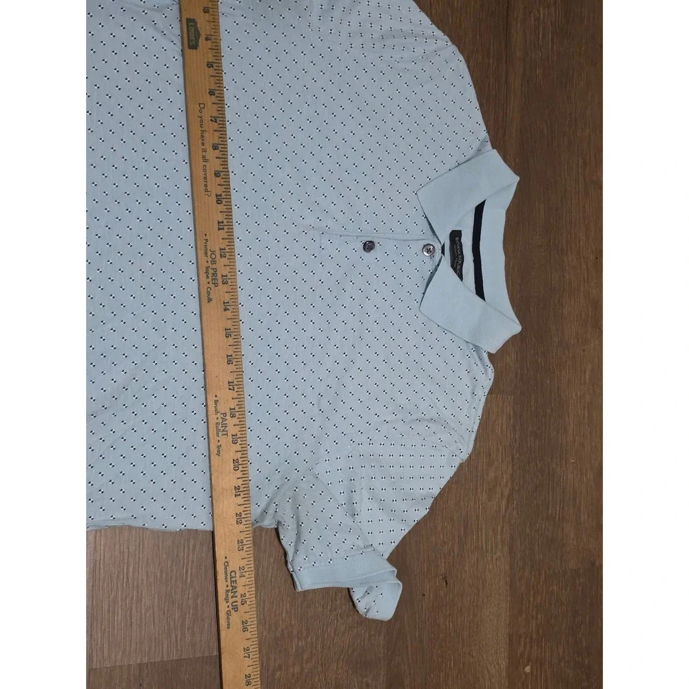 Banana Republic Luxury‎ Touch Polo Shirt Mens Large Light Blue Geometric Print L
